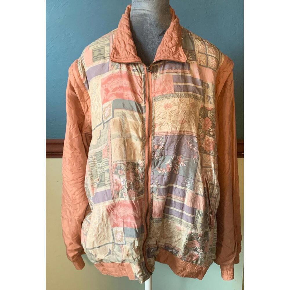 Vintage Pastel Stunt Sports Quilted Fabric Jacket XL​​​